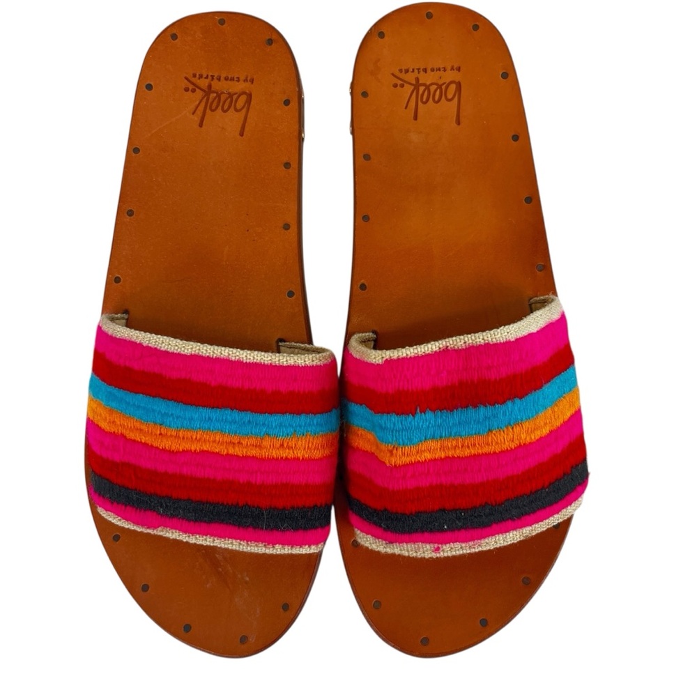 beek Multicolor Striped Slide Sandals in Pink, Turquoise & Tan - Picture 5 of 8